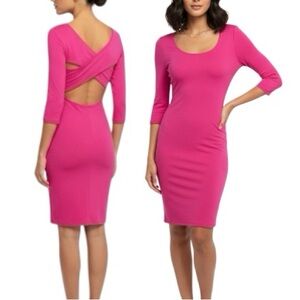 Y2K Sugar & Spice Fuchsia Pink Crisscross Cut Out Back Mini Dress Large Party
